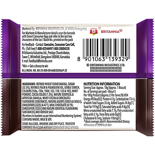 Britannia Bourbon Creme Biscuit - With Chocolate, 50 g