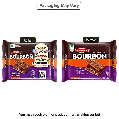 Britannia Bourbon Creme Biscuit - With Chocolate, 50 g