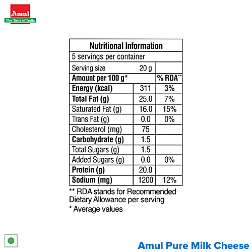 Amul Pure Milk Cheese Slices, 200 G