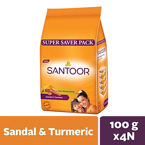 Santoor Sandal & Turmeric BathÃ‚Â Soap 100 g set of 4