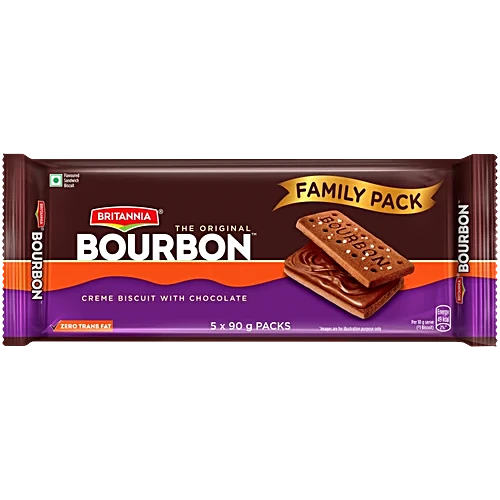 Britannia Bourbon Creme Biscuit - With Chocolate, 50 g