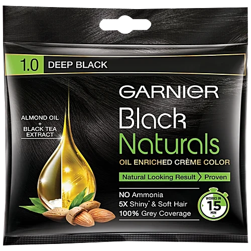 Garnier Black Naturals Hair Colour, 20 ml + 20 g 1,Deep Black