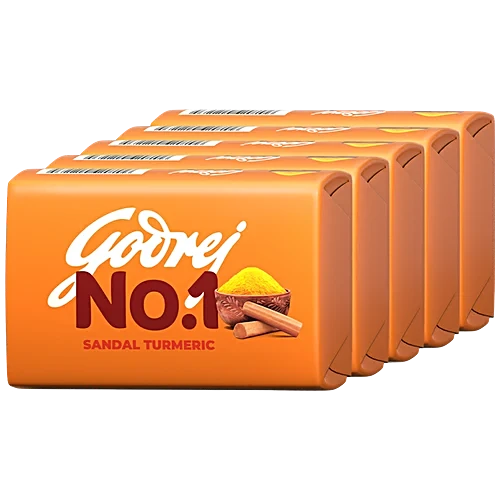 Godrej No.1 Sandal & Turmeric Bathing Soap, 100 g (Pack of 5)