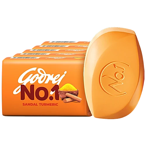 Godrej No.1 Sandal & Turmeric Bathing Soap, 100 g (Pack of 5)