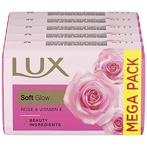 Lux Soft Glow Rose, Vitamin C & E Soap, 100 g (Pack of 4)