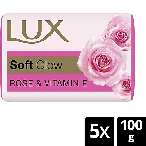 Lux Soft Glow Rose, Vitamin C & E Soap, 100 g (Pack of 4)