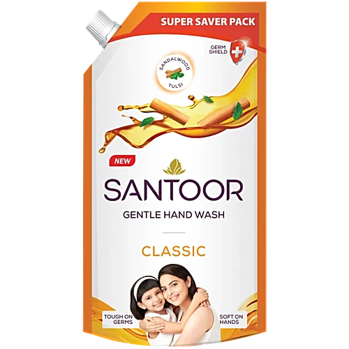 Santoor Classic Gentle Hand Wash - Sandalwood & Tulsi,