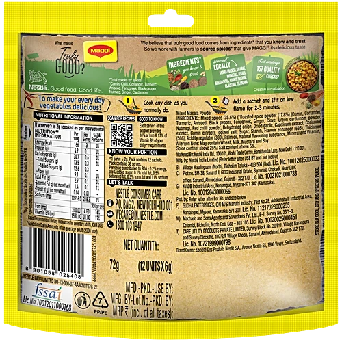 Maggi Mixed Masala Powder, 72 g (12x6 g)