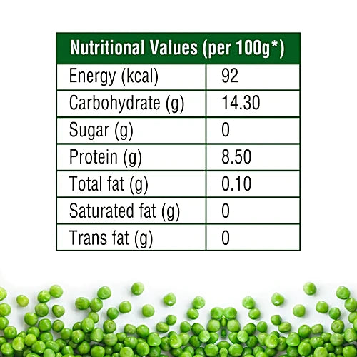 fresho! Frozen Green Peas - No Preservatives, 500 g Pouch