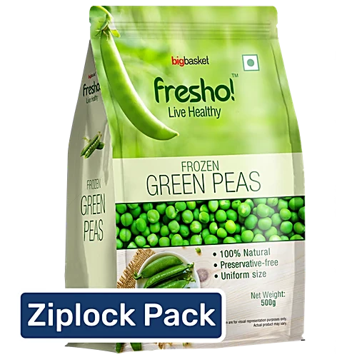fresho! Frozen Green Peas - No Preservatives, 500 g Pouch