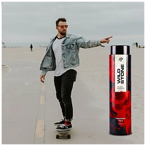 Wild Stone Ultra Sensual Talcum - Long Lasting Fragrance, Oil-Absorbent