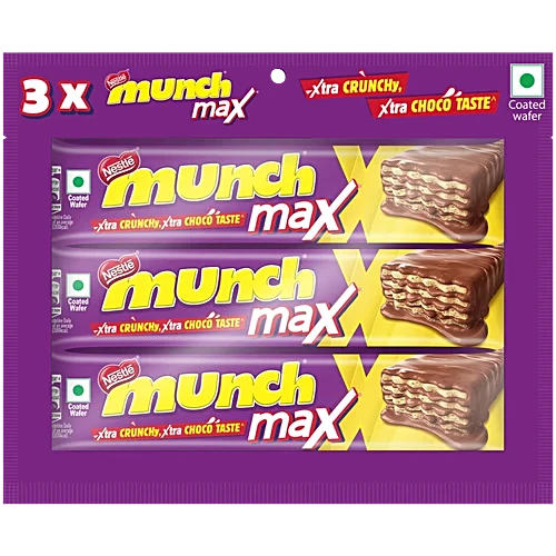 Nestle Munch Max Chocolate Coated Wafer Bar, 115.5 g (3 x 38.5 g)