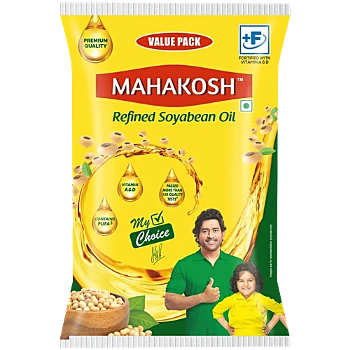 Mahakosh Refined Soyabean Oil, 1L Pouch