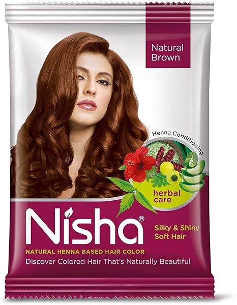 Nisha Natural Henna Powder For Hair Color, Natural Brown Hair,