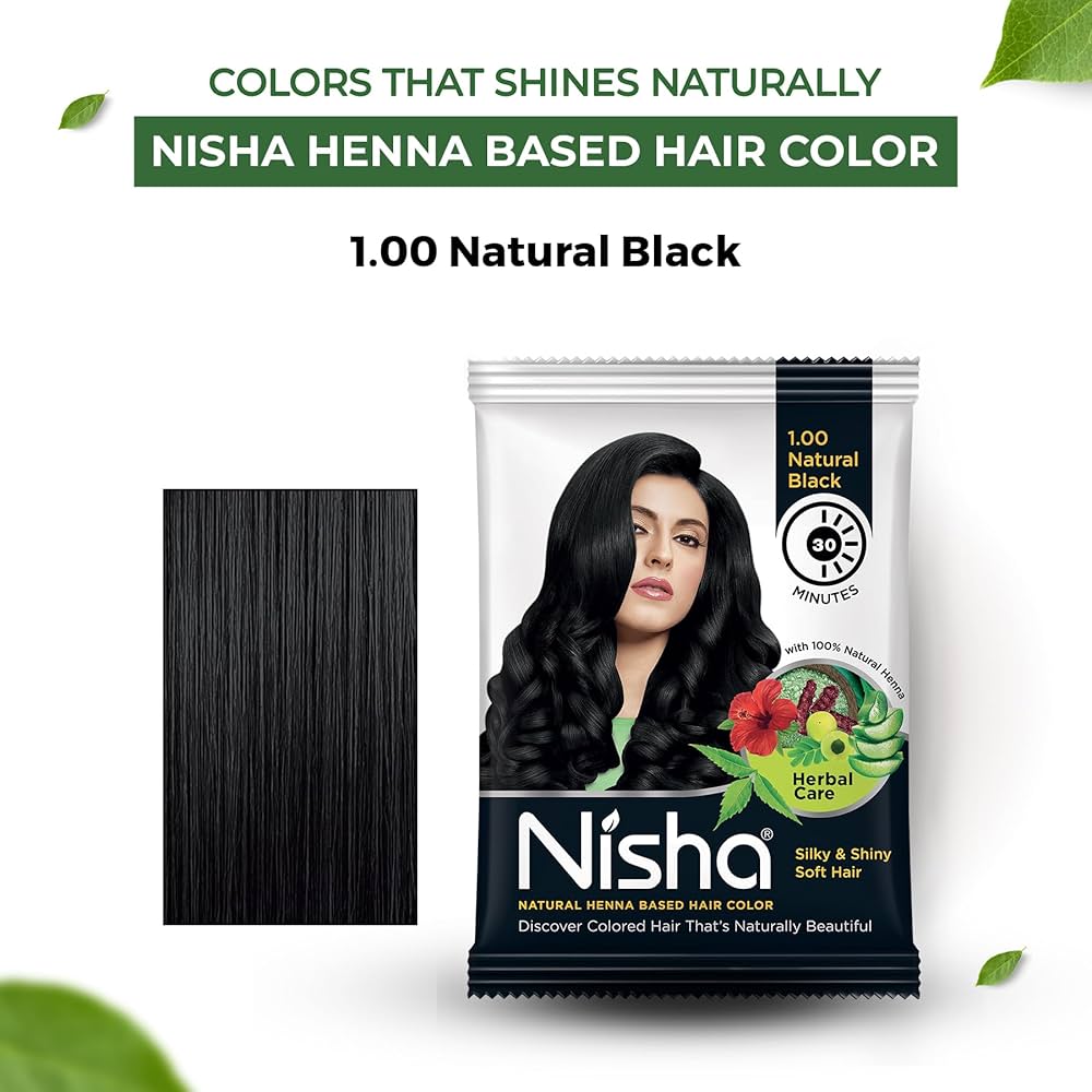 Nisha Black Hair Color Dye 10gm Natural Black Color Hair ...