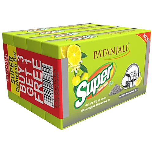 Patanjali Super Dishwash Bar, 130 g pack of 5
